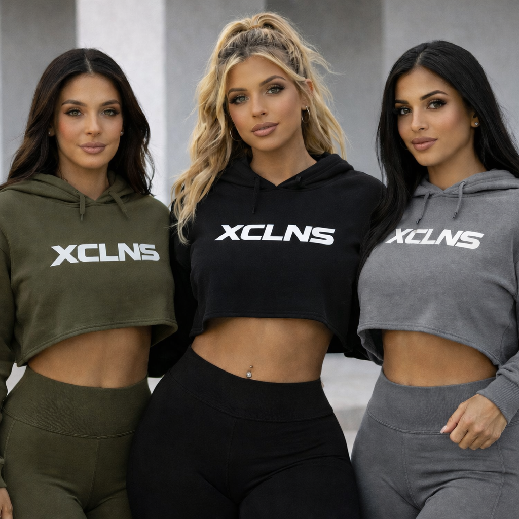 XCLNS Front logo Crop Hoodie